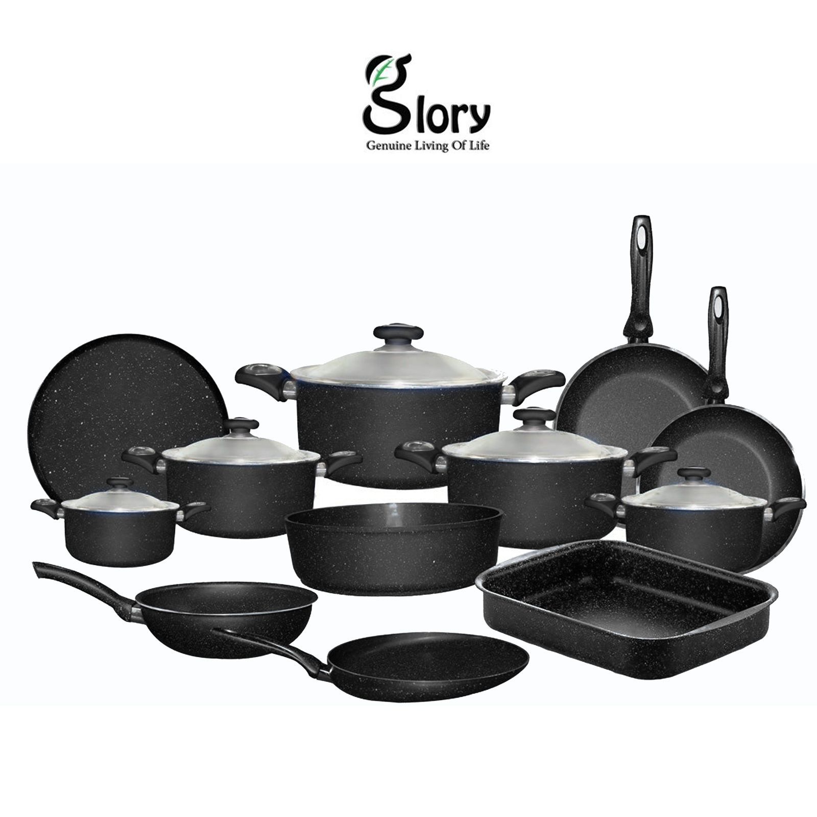 Blue cookware set 17 pieces